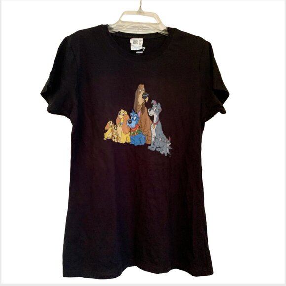 DISNEY Women's Black Lady and the Tramp Dogs T-shirt Sz Small NWT - Picture 3 of 6